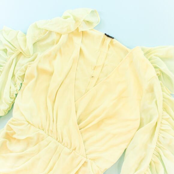 NBD x Revolve Yellow Butter Long Sleeve Ruffle Sheath Mini Dress Size Small - Picture 3 of 9